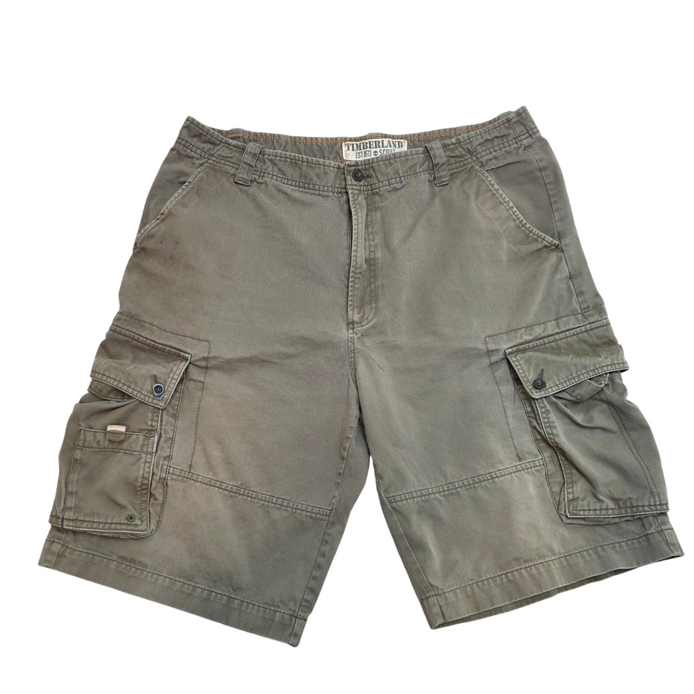 Timberland Scout Cargo Shorts Khaki Tan Mens Size 38 Cotton Utility